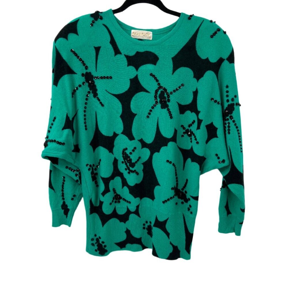 Vintage  Floral Dolman Sleeves Sweater